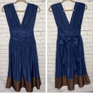 BCBGMaxAzria blue silk v-neck dress